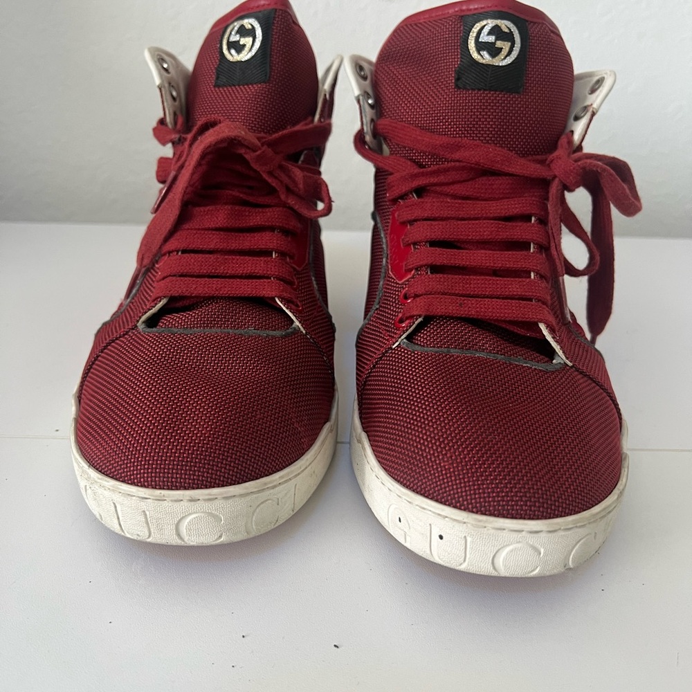 Gucci Red Burgundy High-Top Sneakers